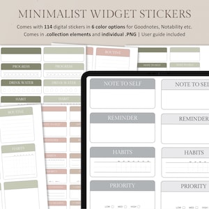 Minimalist Widget Digital Stickers for Goodnotes, Notability, Digital Planners, iPad Stickers, Goodnotes Elements, Individual PNG