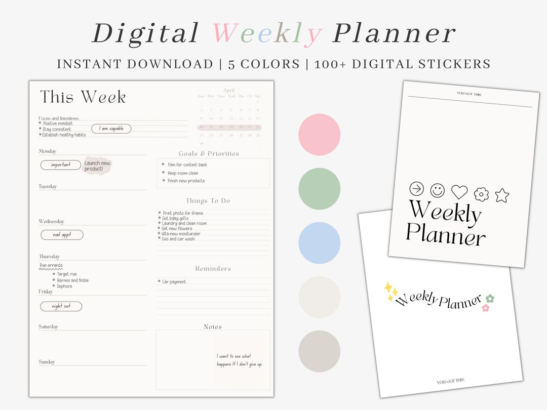 Weekly Planner Template Goodnotes Ipad Planner Goodnotes Etsy