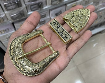 western 3 piece belt buckle set bride buckle Sagittarius buckle in gold color- 1.5", 38mm  KB-84