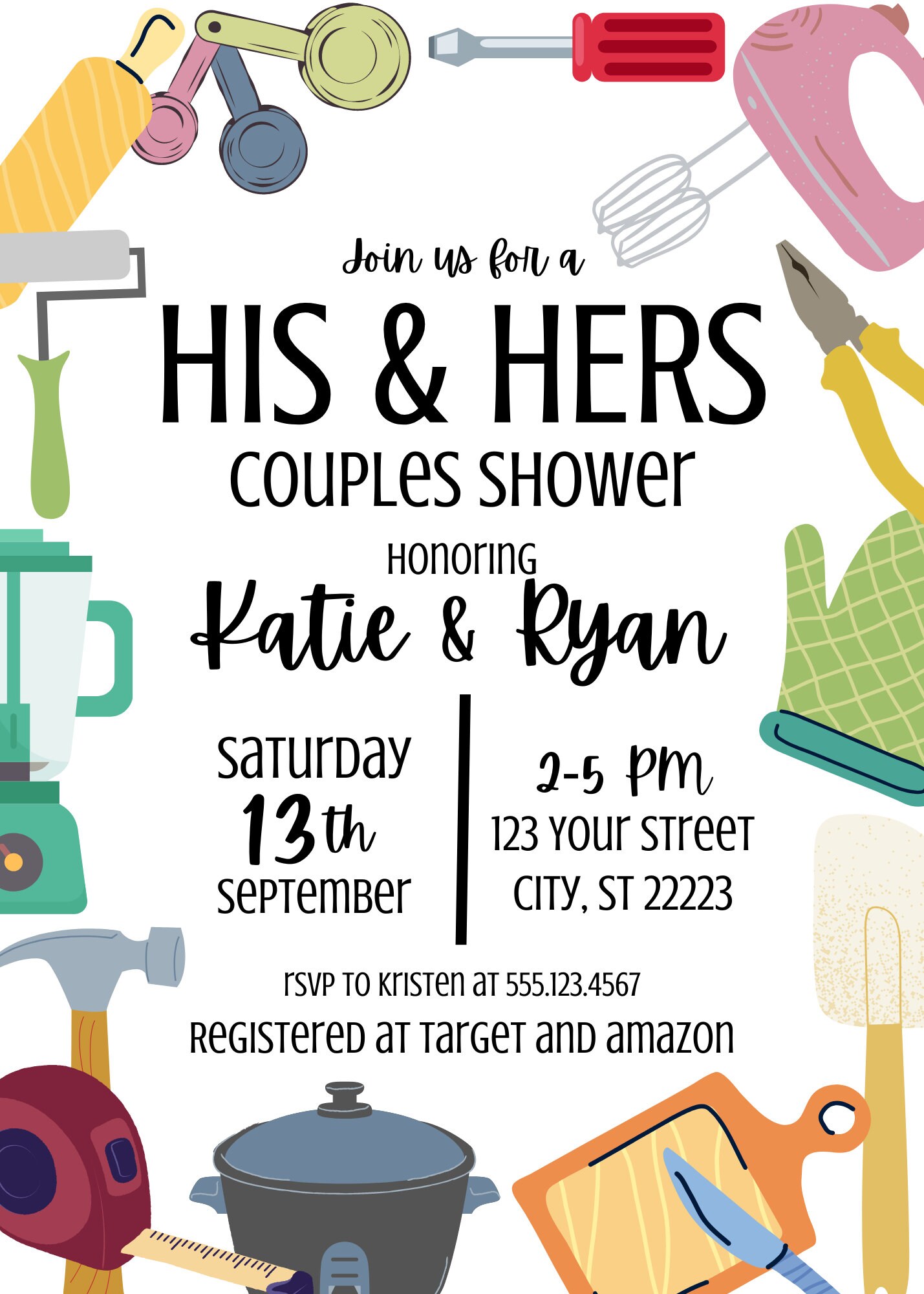 His & Hers Couples Shower Invitation, Editable Invitation, Couples ...