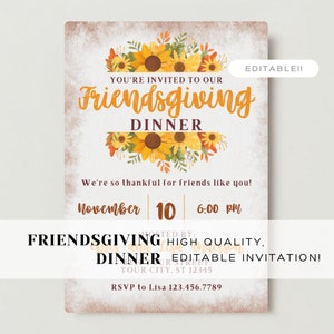 Friendsgiving Invitation, Thanksgiving Invitation, Digital Thanksgiving Invite, Thanksgiving Potluck, Thankful Together, Evite