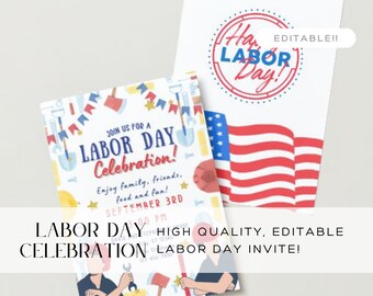 Digital Labor Day BBQ Invitation, Labor Day Party Invitation, Summer BBQ Pool Party Invite, Cookout DIY Printable, Labor Day Phone Invite