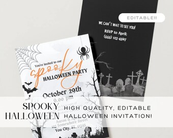 Adult Halloween Party Invitation Template, Halloween Party, Costume Party, Spooky Party, Scary Halloween Party, Printable Invitation