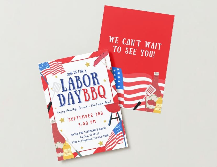 Digital Labor Day BBQ Invitation Labor Day Party Invitation Etsy