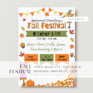 Herbstfest Einladung, Kirchenherbstfest, Erntedankfest, Herbstparty, Herbstfest Flyer, Schulgeldbeschaffer, PTO, PTA, Halloween