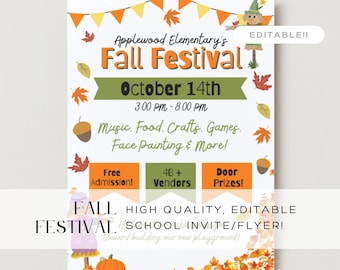 Herbstfest Einladung, Kirchenherbstfest, Erntedankfest, Herbstparty, Herbstfest Flyer, Schulgeldbeschaffer, PTO, PTA, Halloween