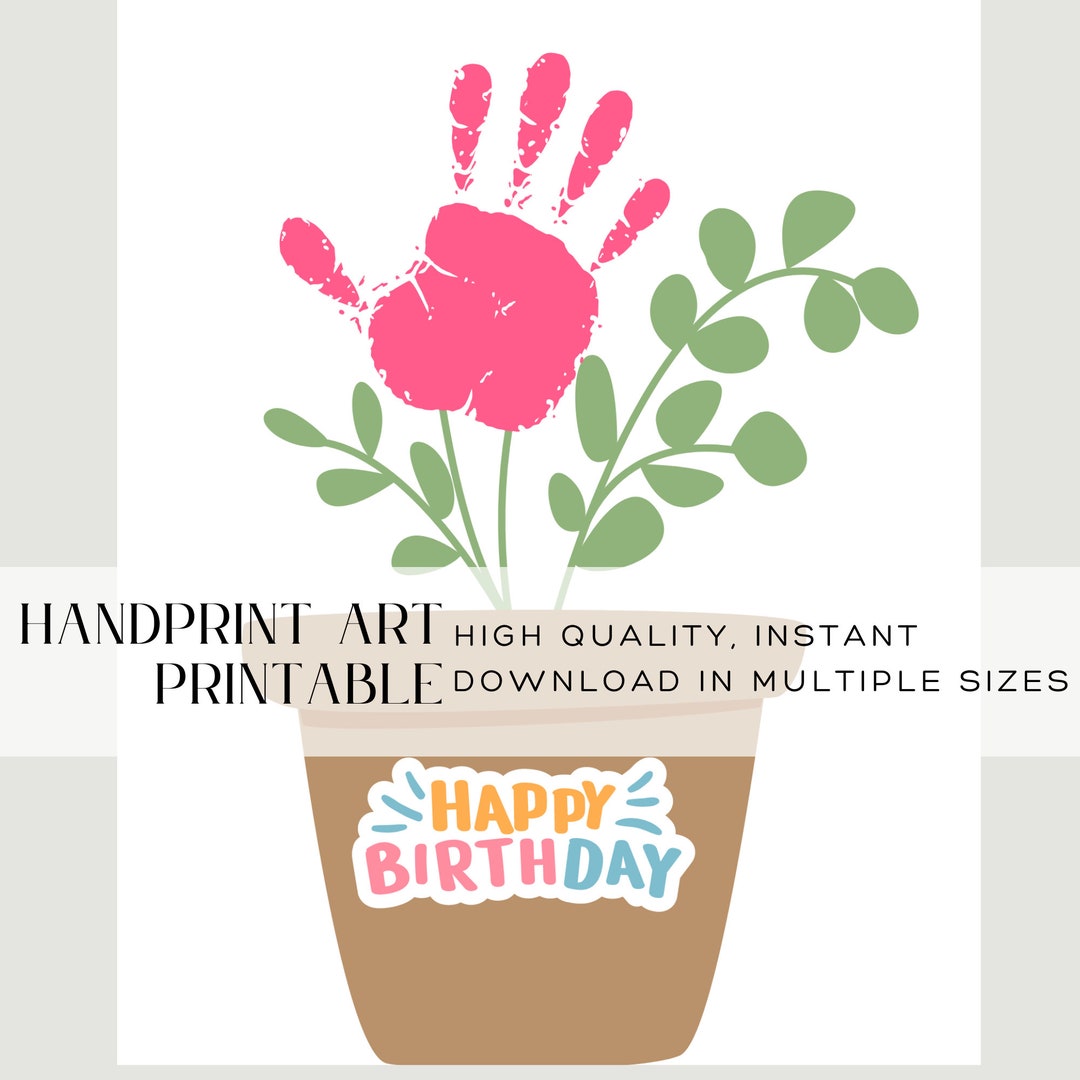 Happy Birthday Handprint Art Craft, Printable, Handprint Art, Toddler