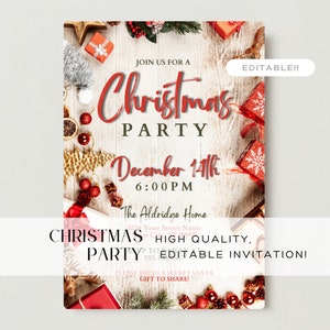 Christmas Party Invitation, Christmas Party Invite, Editable Christmas Invitation, Holiday Party Invitation, Christmas Invitation Download