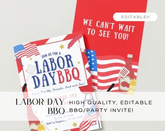 Digital Labor Day BBQ Invitation, Labor Day Party Invitation, Summer BBQ Pool Party Invite, Cookout DIY Printable, Labor Day Phone Invite
