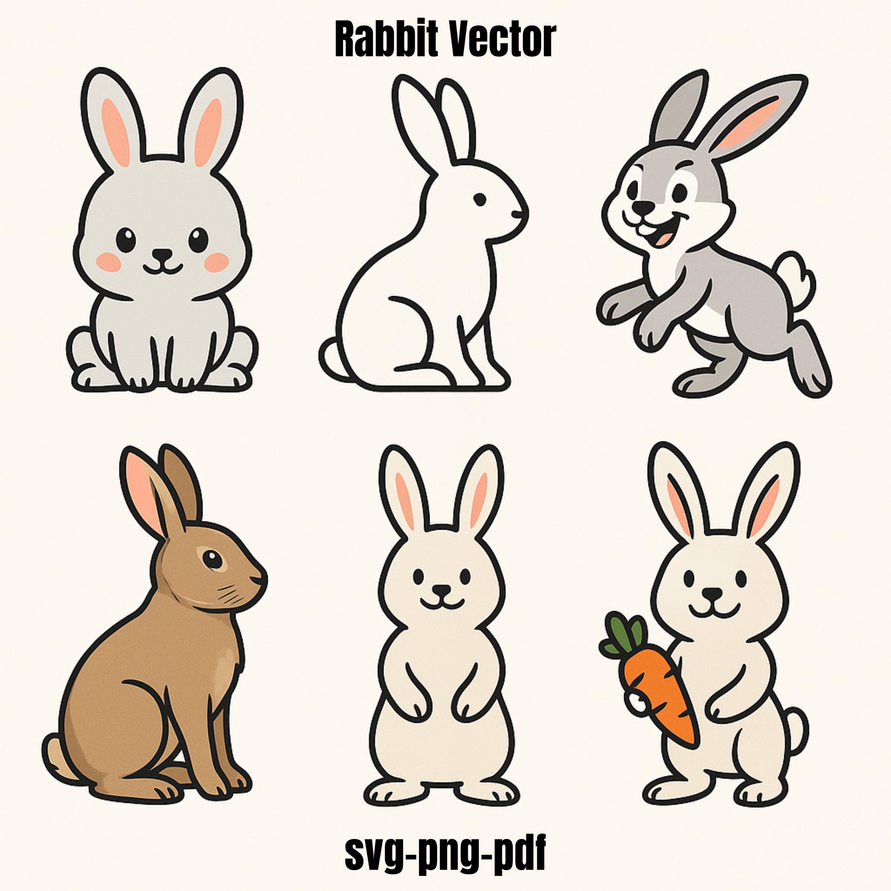 Rabbits Vector File Set, Stickers SVG Bundle LAYERED Cricut Files ...