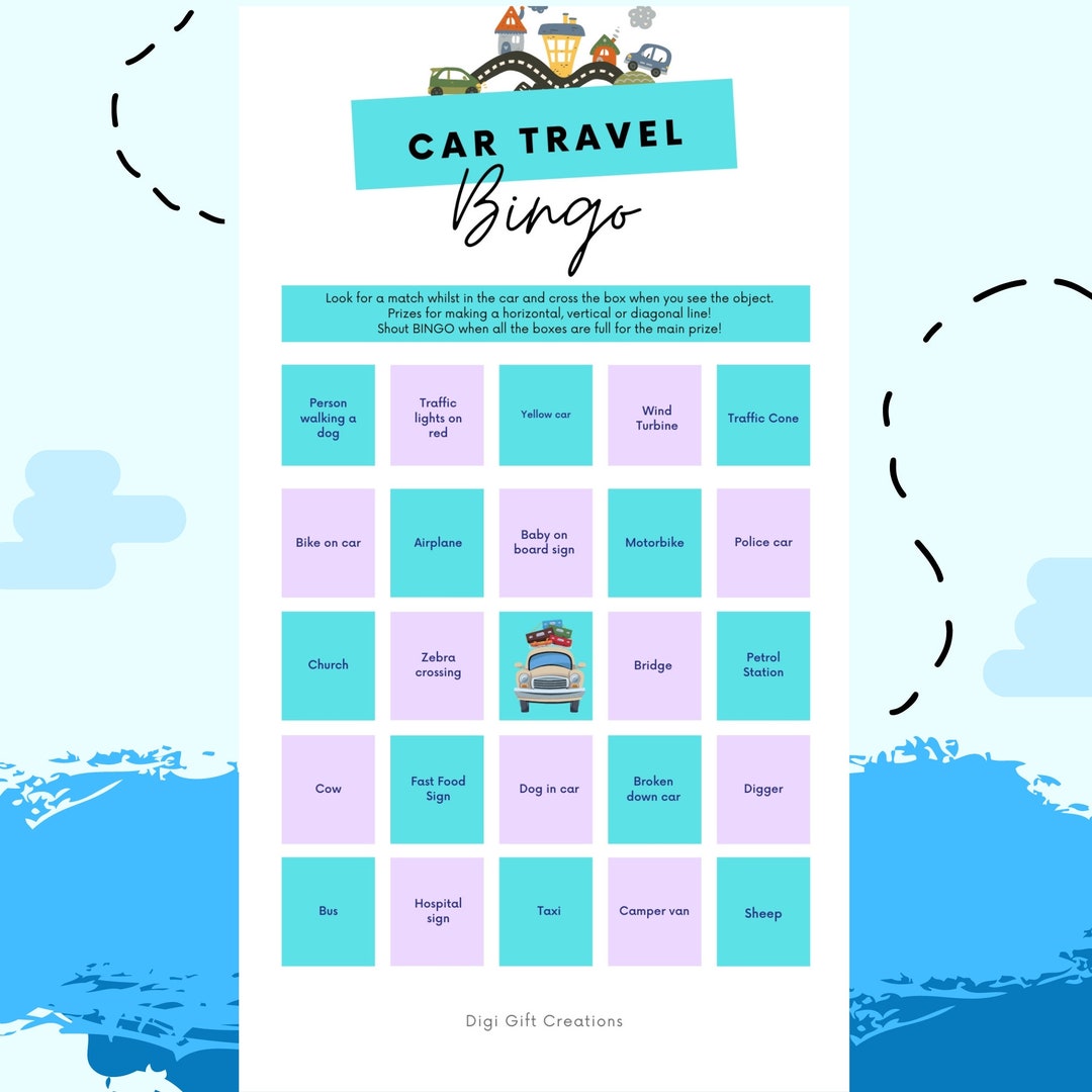CAR TRAVEL Bingo Game Printable Print at Home Digital - Etsy