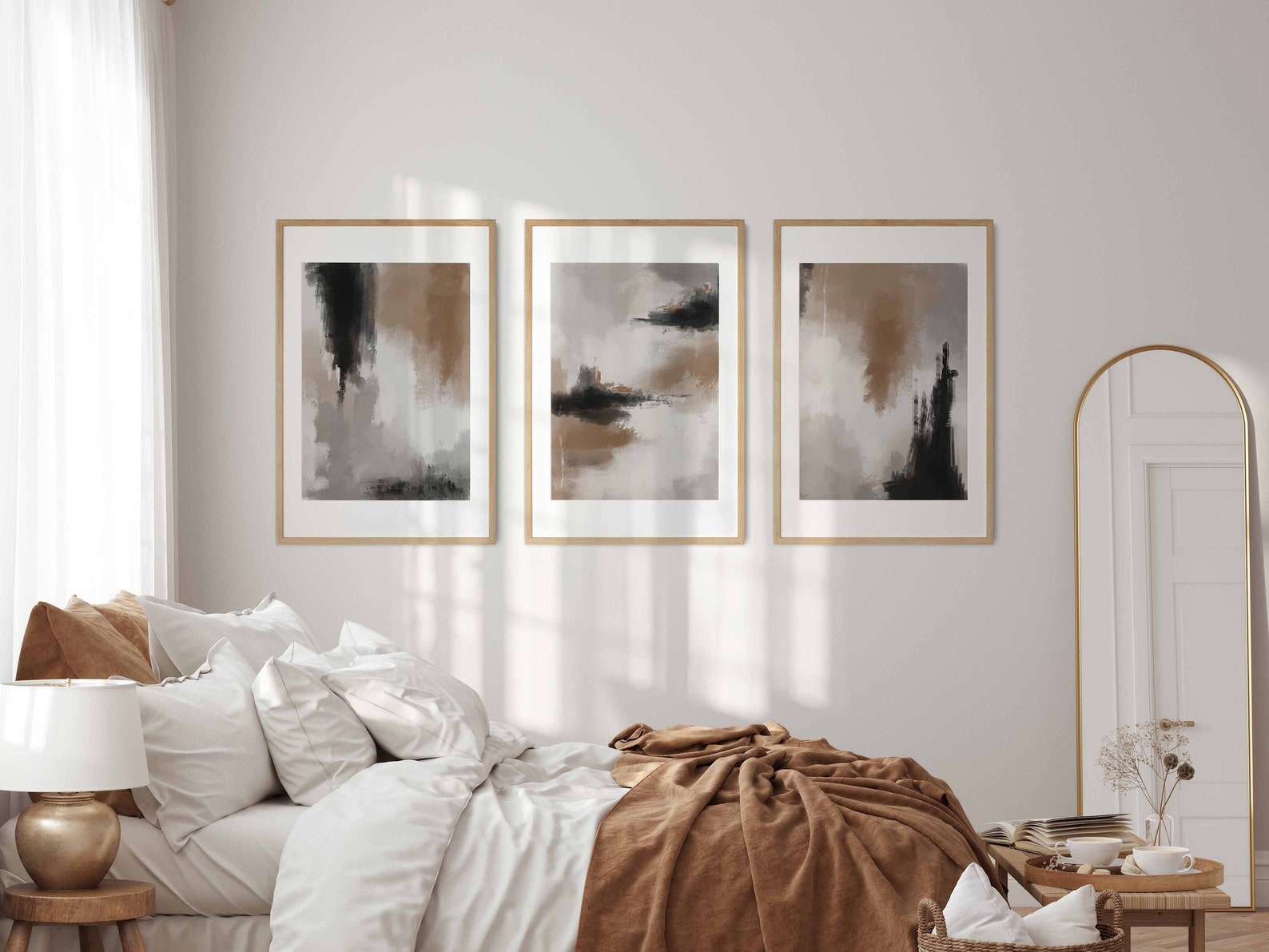 Abstract Wall Art Neutral Earth Tone Modern Set of 3 Nordic Prints ...