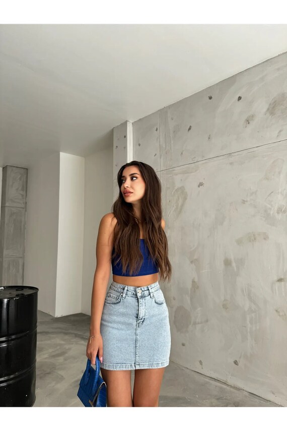 Women's High Waist Mini Jeans Denim Skirt