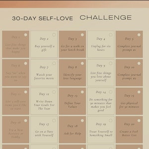 Self Love Challenge druckbare Sofort-Download