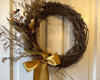 Summer Meadow Hand-Crafted Wreath - Natural Dried Botanicals - Unique Boho & Rustic Creations