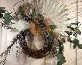 Fanfare Hand-Crafted Wreath - Natural Dried Botanicals - Unique Boho & Rustic Creations