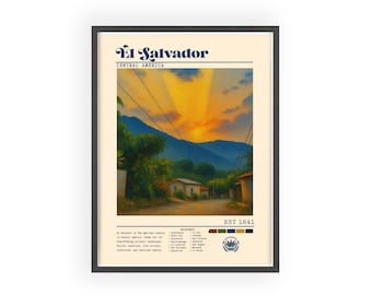 El Salvador Vintage Travel Sunset Poster