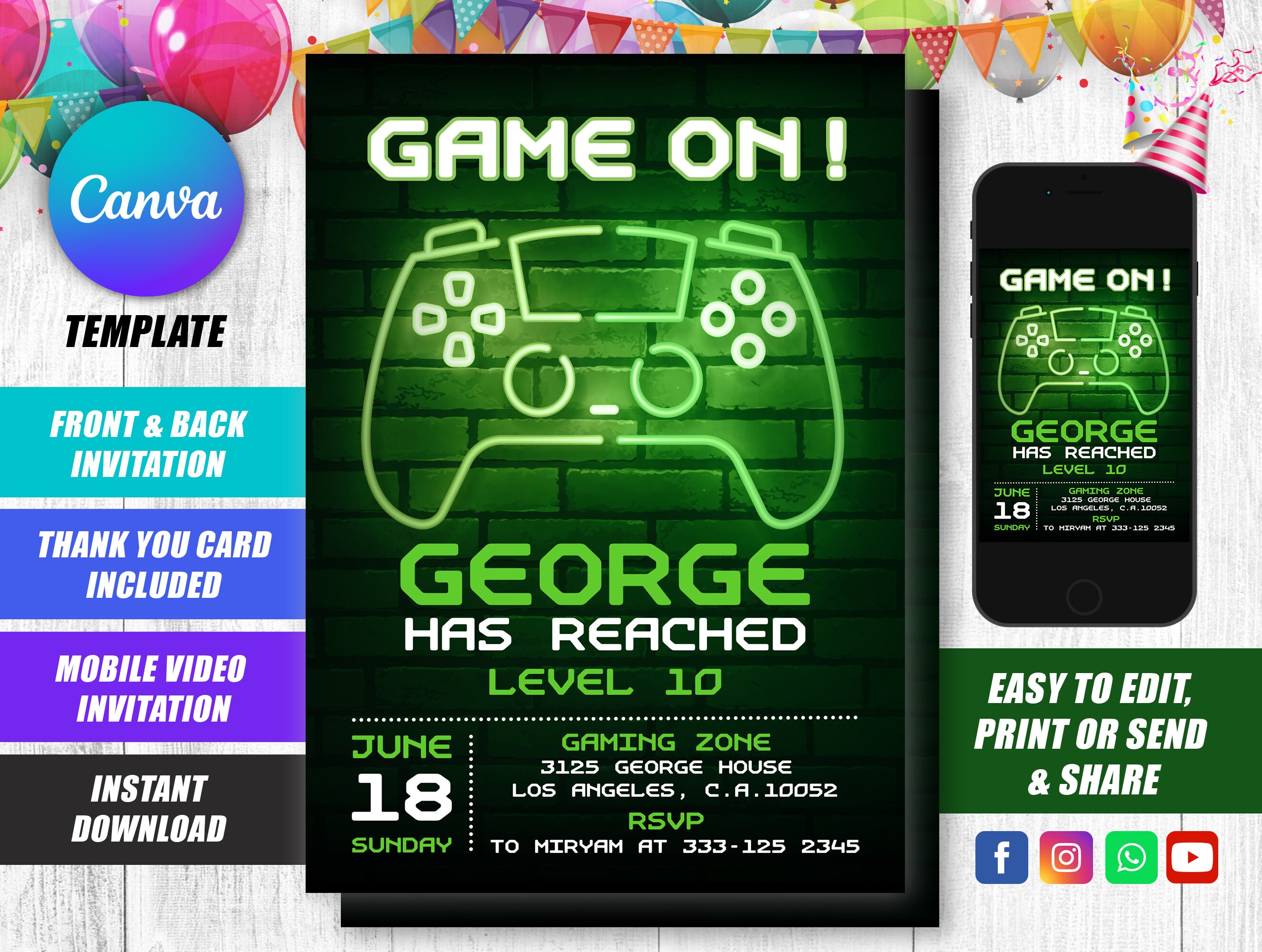 editable-game-birthday-invitation-canva-template-gaming-etsy