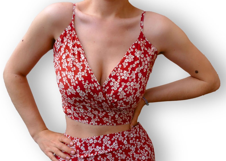 Patron de couture ensemble jupe longue avec fente et crop top