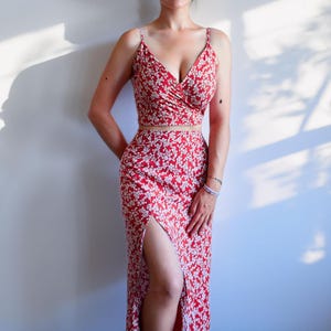 Pattern, two pieces : long skirt with slit and wrap tank top pattern
