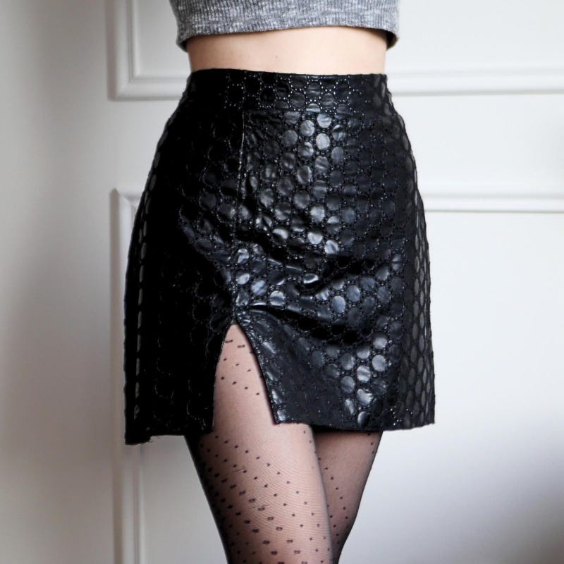 Leather High-Waist Side Slit Maxi Skirt