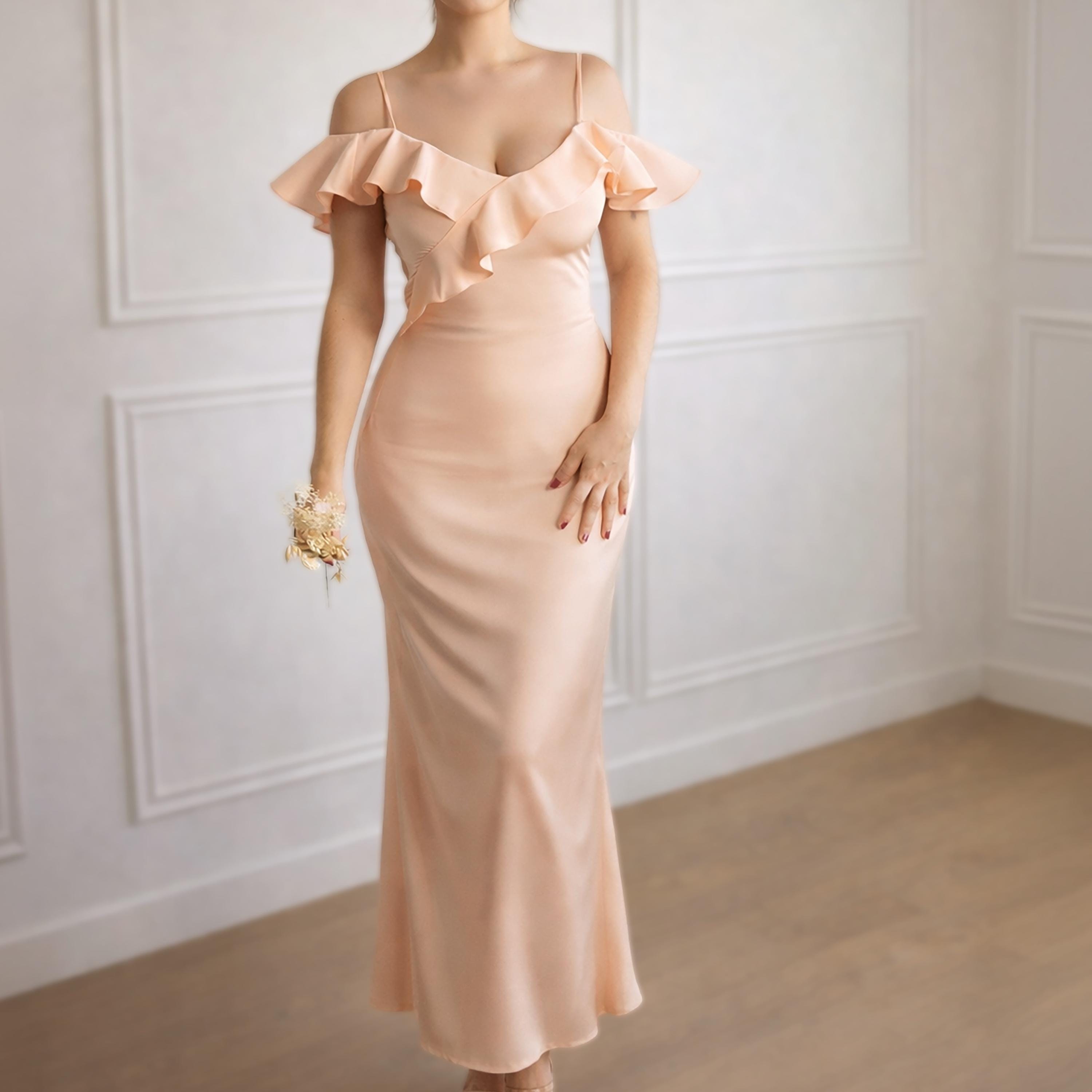 bodycon silk dress Dusty Pink Silky Cowl Neck Bodycon Midi Dress main image 1