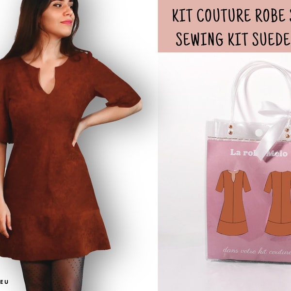 Kit couture robe en suedine, à faire soi-même, DIY, projet créatif | Patron couture robe | mercerie