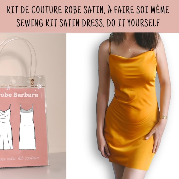 Kit de couture robe satin bénitier, à faire soi-même | patron papier | mercerie