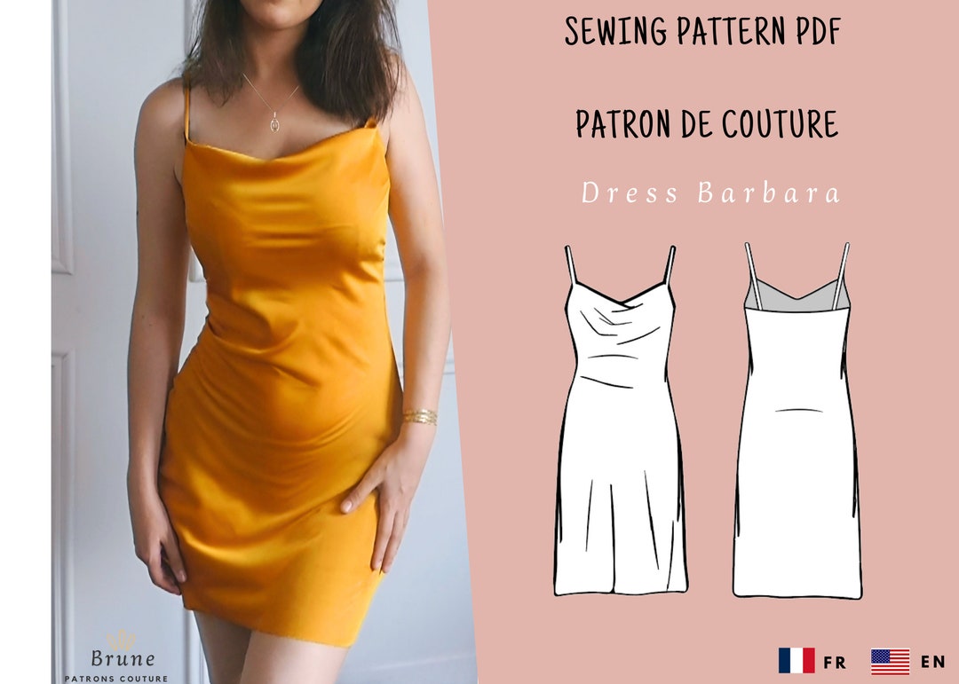 Sewing Pattern Flowing Satin Dress With Cowl Neck Ceremony Dress Barbie ...