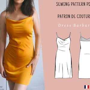 Sewing pattern satin dress with cowl neck