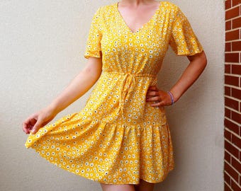 Sewing pattern pdf sundress with ruffle, midi summer dress