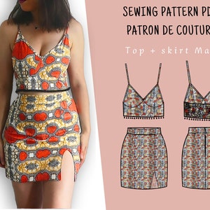 Sewing pattern PDF women | skirt + crop top