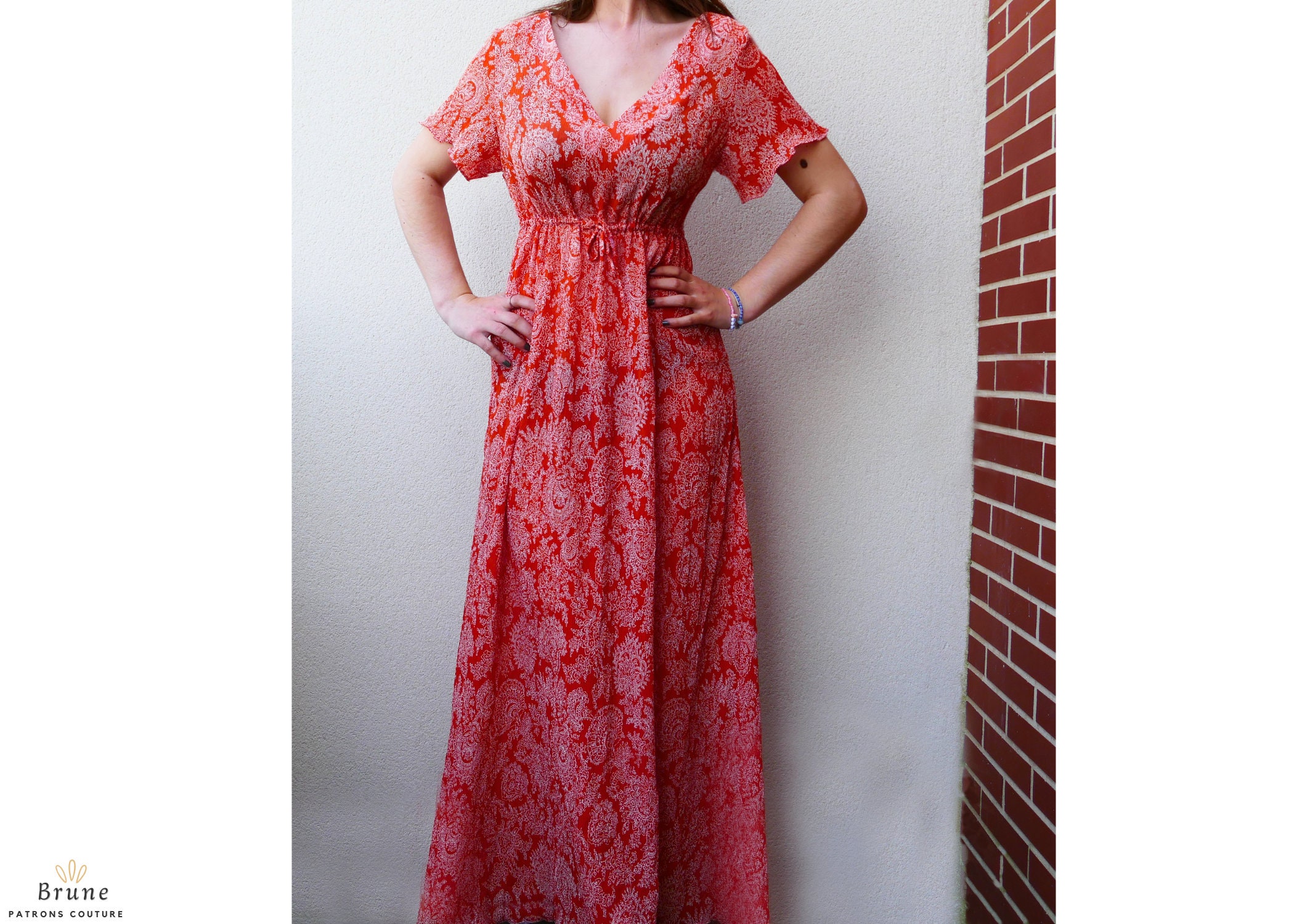 Patron de couture robe bohème longue, modèle robe femme PDF, patron ...