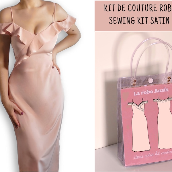 Kit de couture robe longue en satin, à faire soi même | robe mariage | robe avec volants