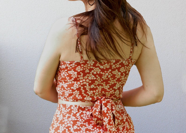 Patron de couture ensemble jupe longue avec fente et crop top