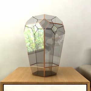 Digital printable PDF glass terrarium creat pattern template, Geometric/Polygonal glass digital drawing for printing,Stained glass terrarium