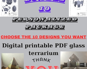 Bundle-10 Special package of your choice.You are free to choose from ALL my listings,Digital printable PDF glass terrarium creat pattern