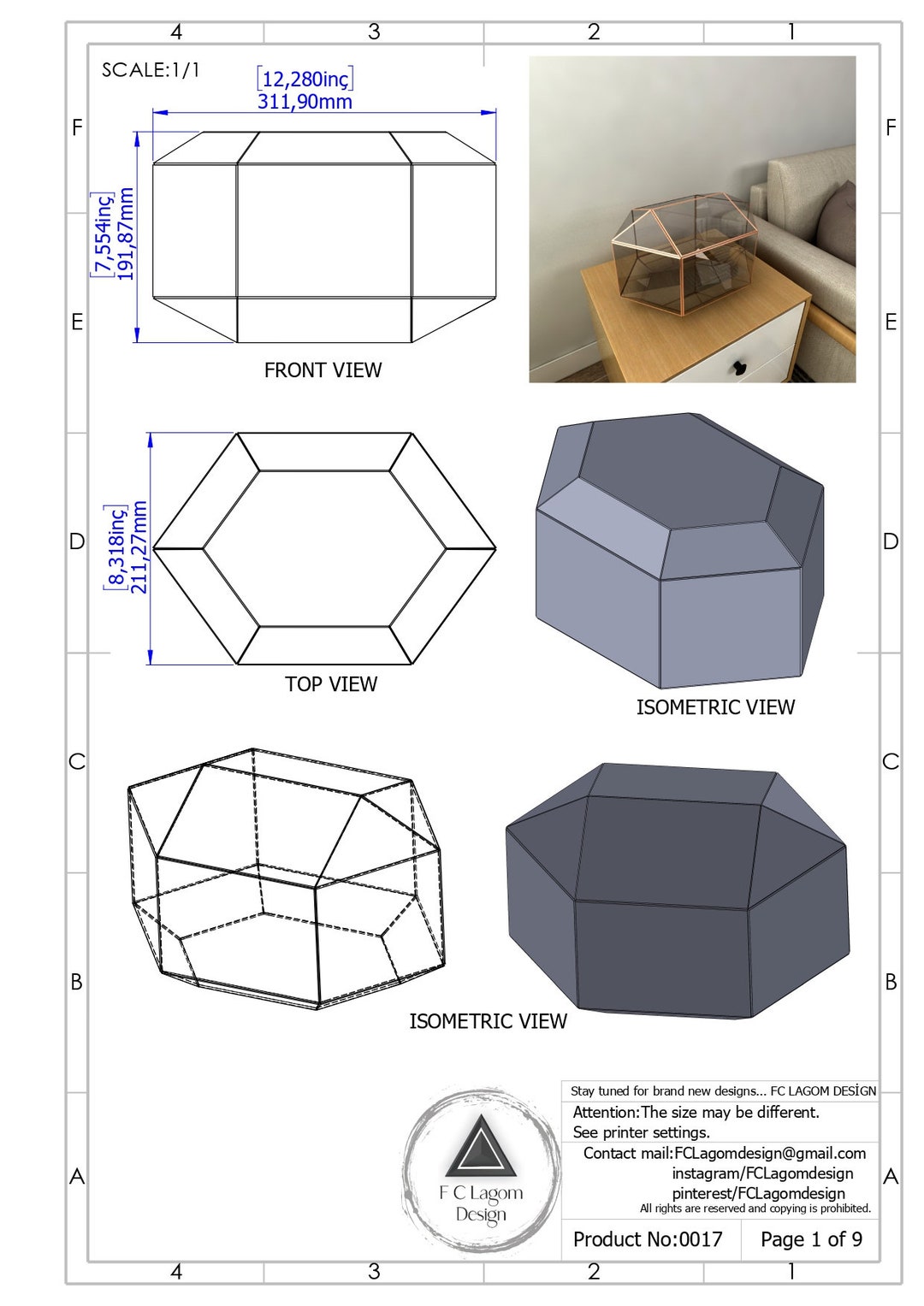 Digital Printable PDF Glass Terrarium Creation Pattern Template ...
