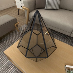 Modello per la creazione di un terrario in vetro in formato PDF stampabile digitale, disegno digitale geometrico in vetro per la stampa, terrario in vetro colorato, fai da te