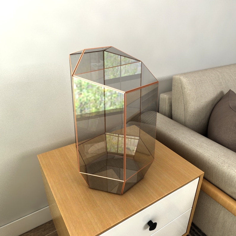 Digital Printable PDF Glass Terrarium Creat Pattern Template, Geometric