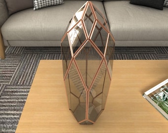 Geometric Glass Terrarium PDF Pattern, Polygonal Stained Glass Template (Digital Download)