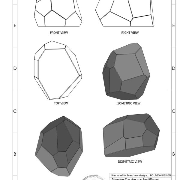 Digital printable PDF glass terrarium creat pattern template, Geometric/Polygonal glass digital drawing for printing,stained glass terrarium