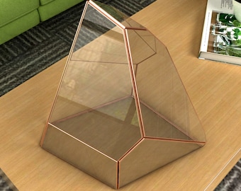 Plantilla de patrón de creación de terrario de vidrio PDF imprimible digitalmente, dibujo digital de vidrio geométrico/poligonal para impresión, terrario de vidrieras