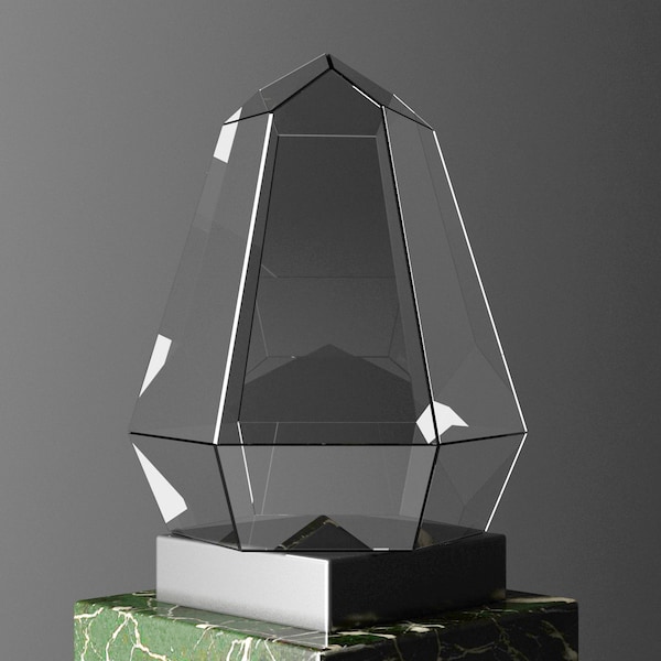 Digital druckbare PDF-Mustervorlage für ein Glasterrarium, geometrische/polygonale digitale Glaszeichnung zum Drucken, Buntglasterrarium