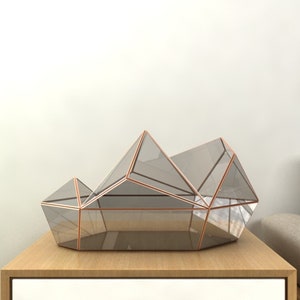 Digital printable PDF glass terrarium creat pattern template, Geometric/Polygonal glass digital drawing for printing,stained glass terrarium