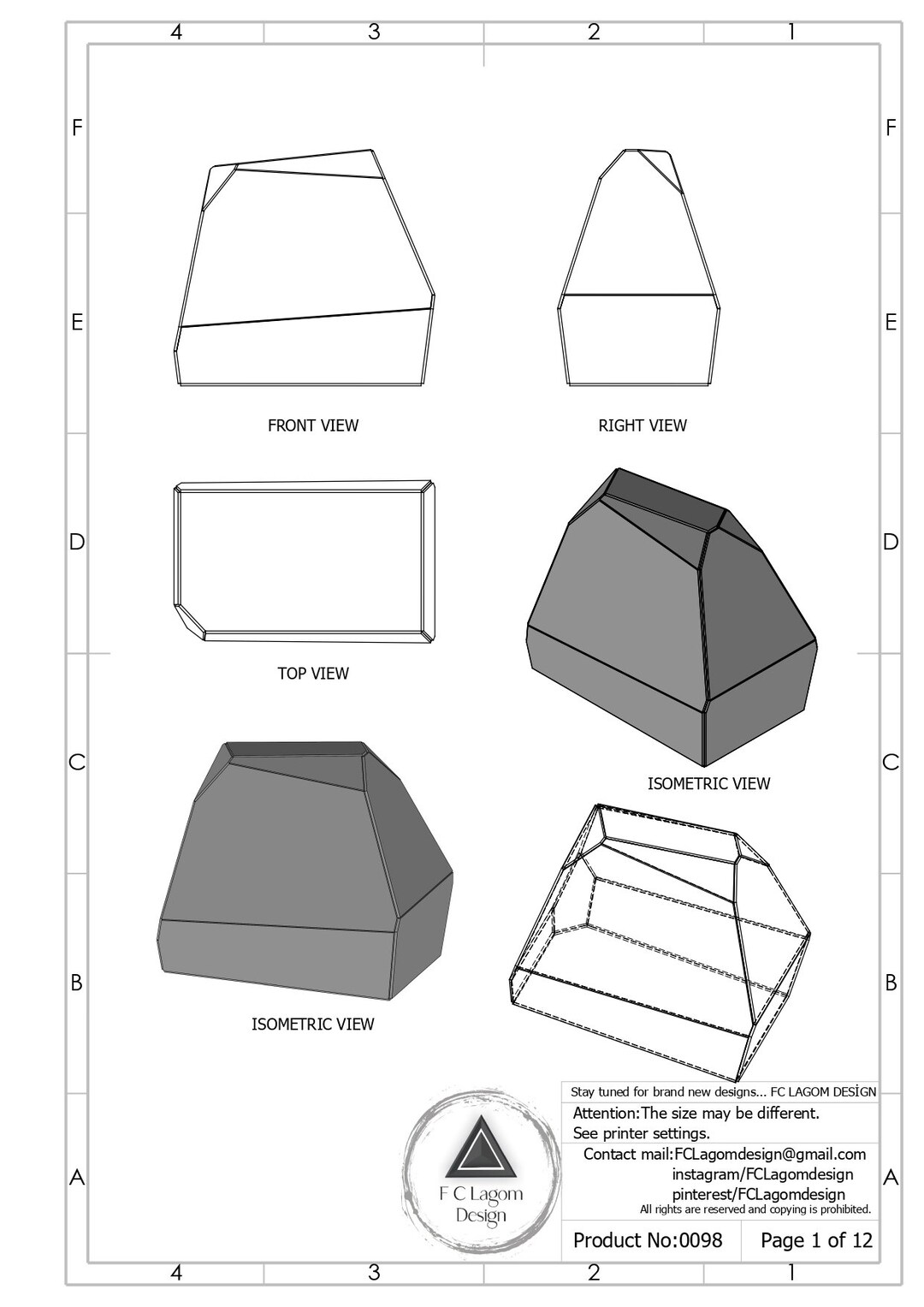 Digital Printable PDF Glass Terrarium Creat Pattern Template, Geometric ...