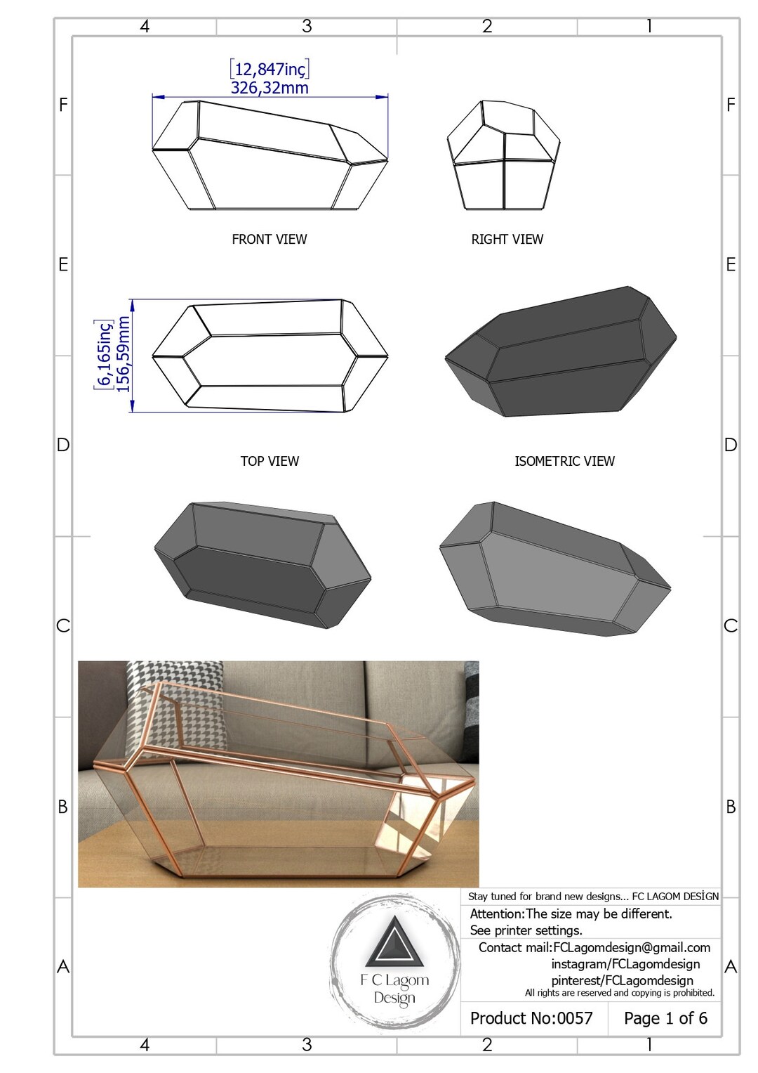 Digital Printable PDF Glass Terrarium Creat Pattern Template, Geometric ...