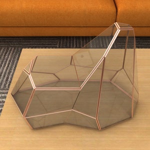 Digital printable PDF glass terrarium creat pattern template, Geometric/Polygonal glass digital drawing for printing,stained glass terrarium image 1