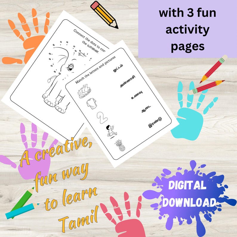 Tamil Alphabet Printable Activity Worksheets for Kids 15 Pages Tamil