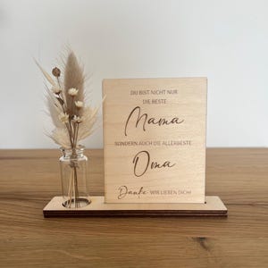 Geschenk für Mama, Geschenk für Oma,  Holzkarte mit Trockenblumen, Geschenk zum Muttertag, für Mama und Oma zum Geburtstag
